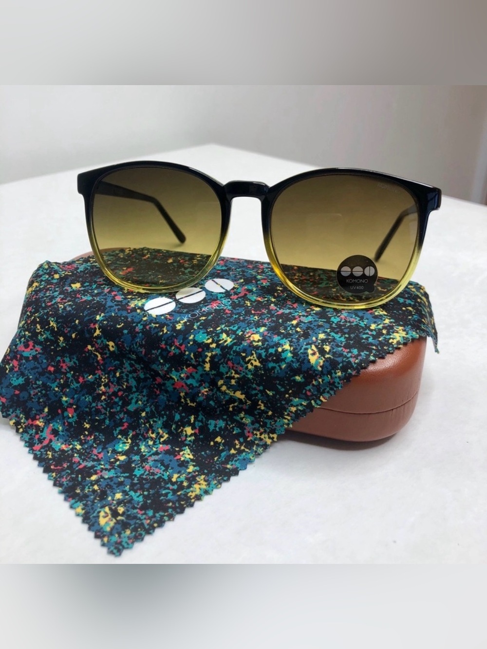 New KOMONO Urkel  Black and Yellow Sunglasses